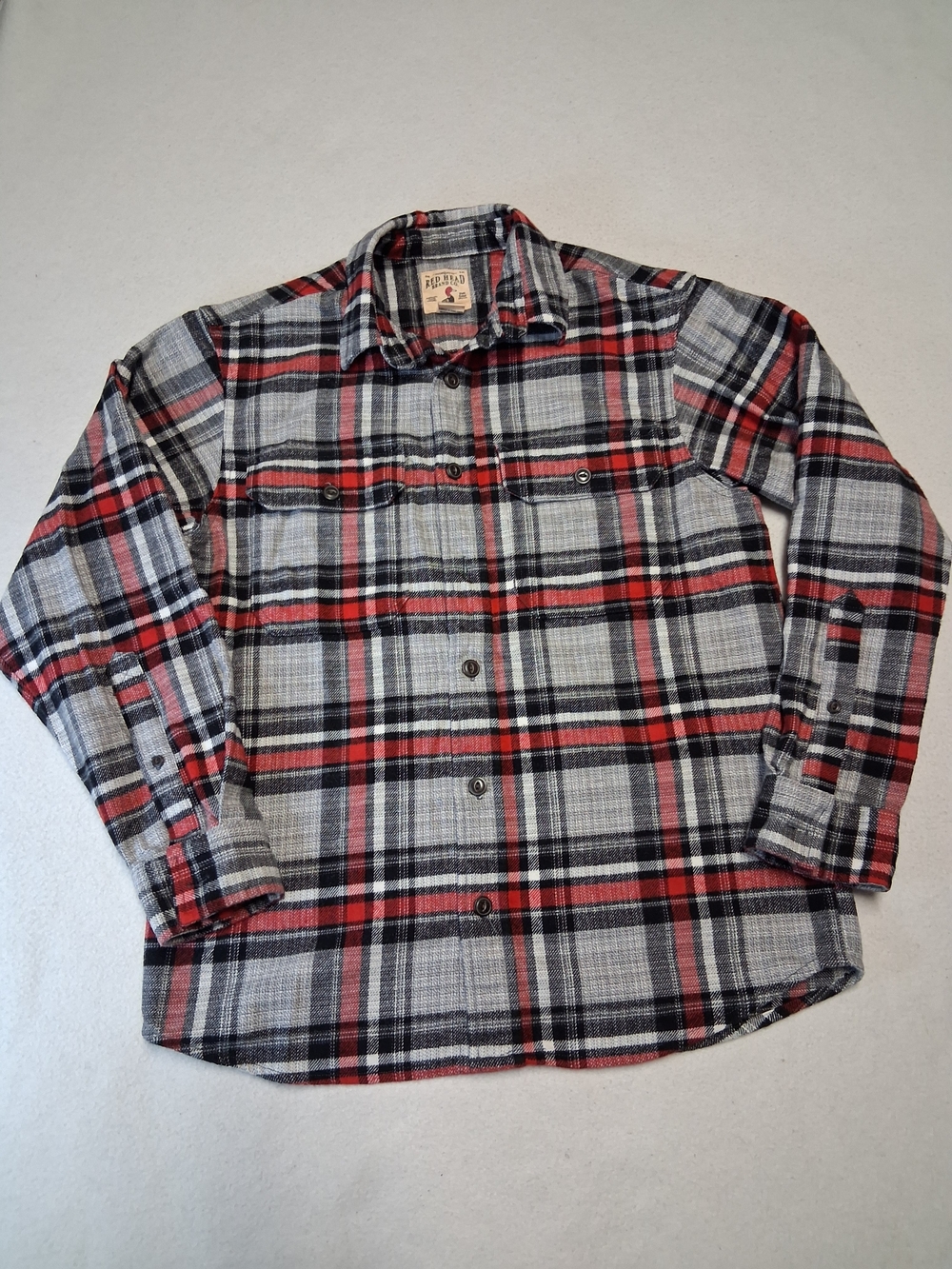 RedHead Red, Black & White Plaid Long-Sleeve Button-Up Shirt